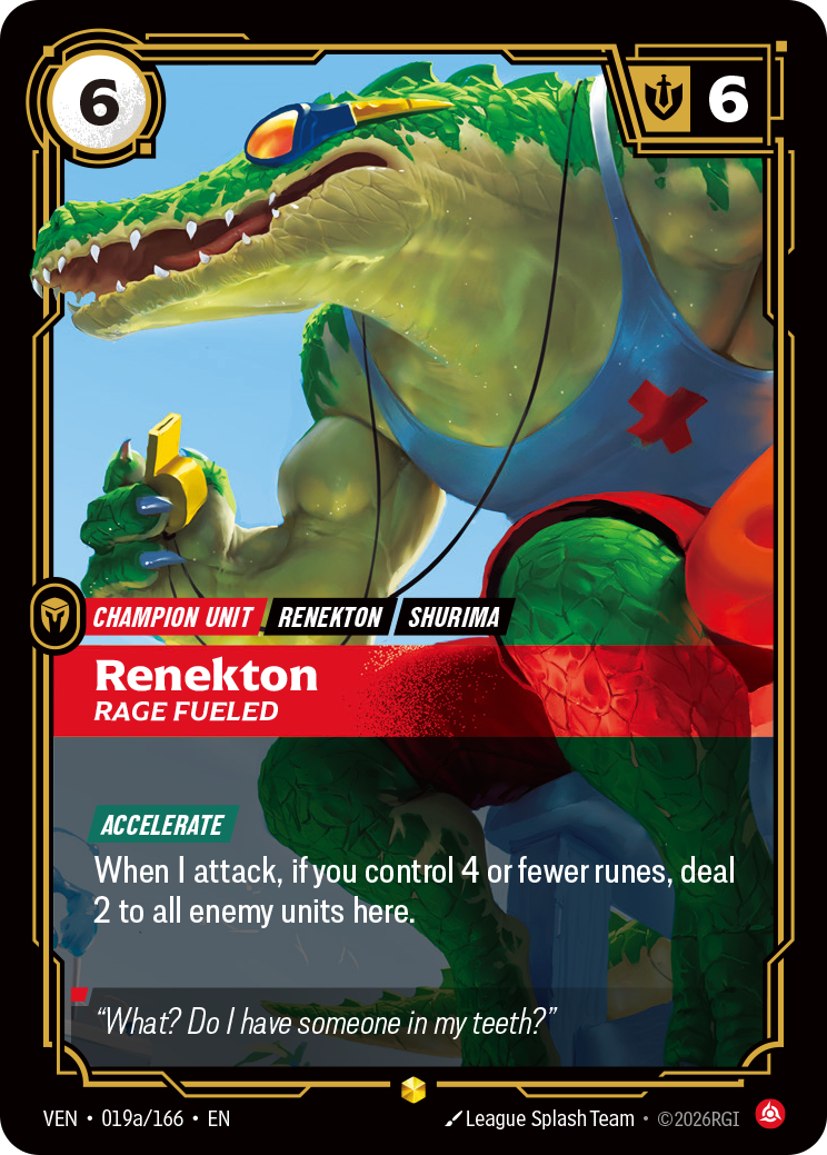 Renekton, Rage Fueled — Riftbound TCG card