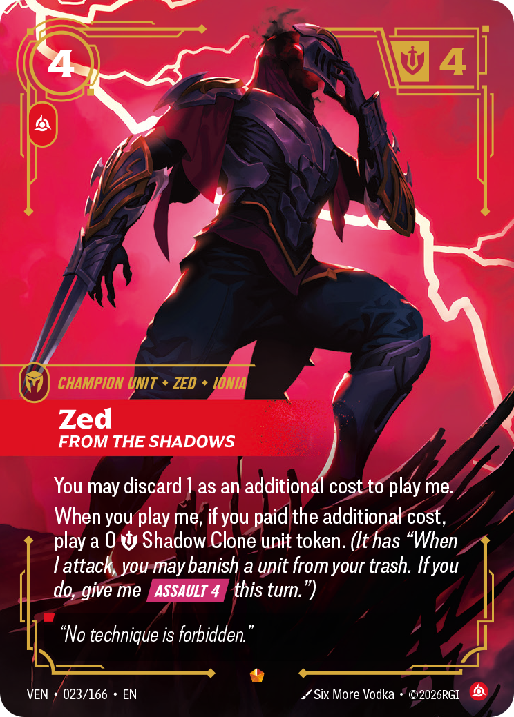 Zed, From the Shadows — Riftbound TCG card