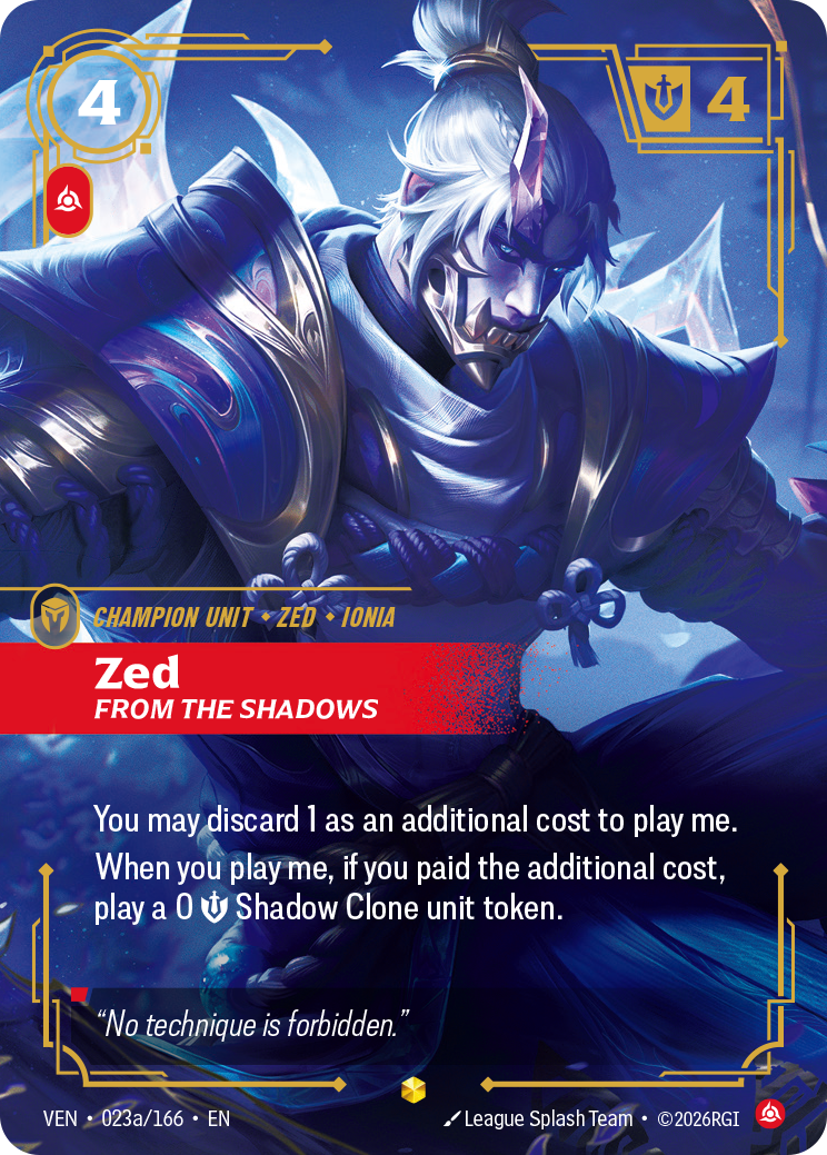 Zed, From the Shadows — Riftbound TCG card