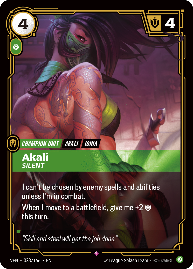 Akali, Silent — Riftbound TCG card