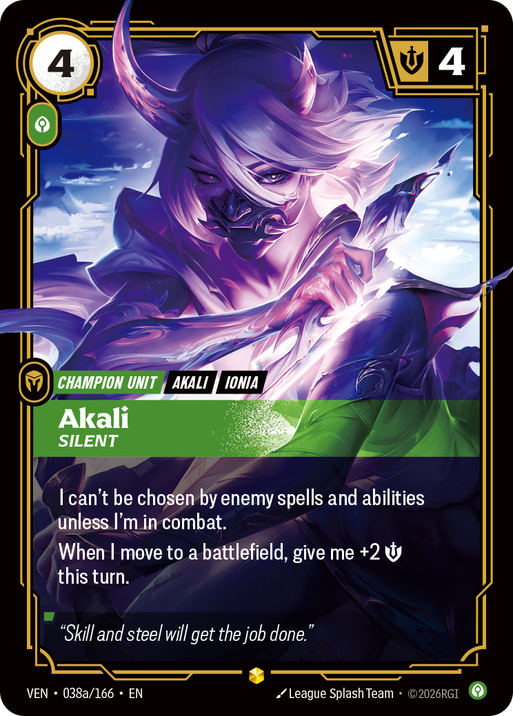 Akali, Silent — Riftbound TCG card