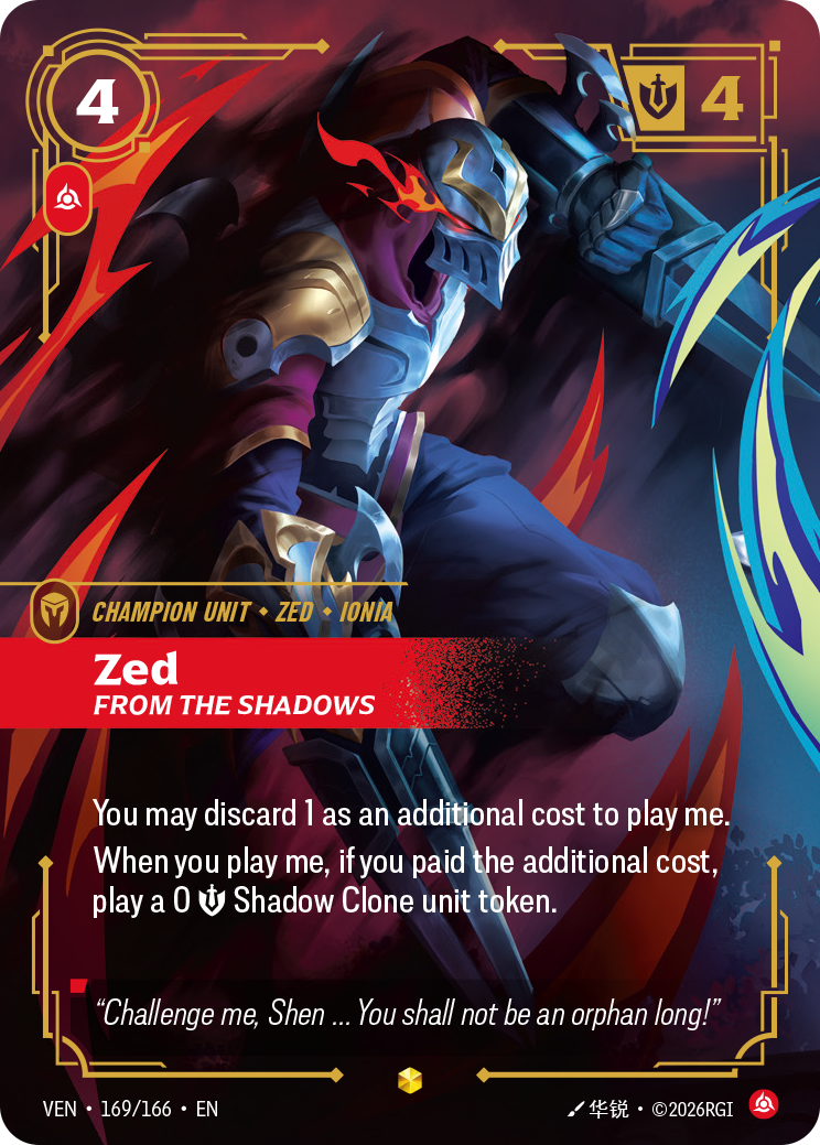 Zed, From the Shadows — Riftbound TCG card