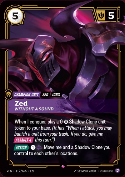 Zed, Without a Sound — Riftbound TCG card